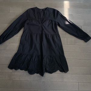 Zara Openwork Embroidered Dress - Black (S)